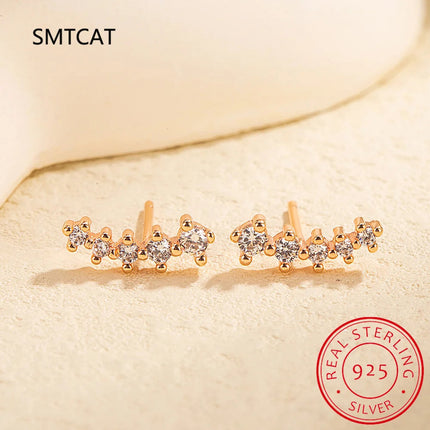 Real D Color Moissanite Diamond Earrings 925 Sterling Silver Sparkling Smile Stud Earrings for Women Jewelry Gift Oorbellen PlatiNum