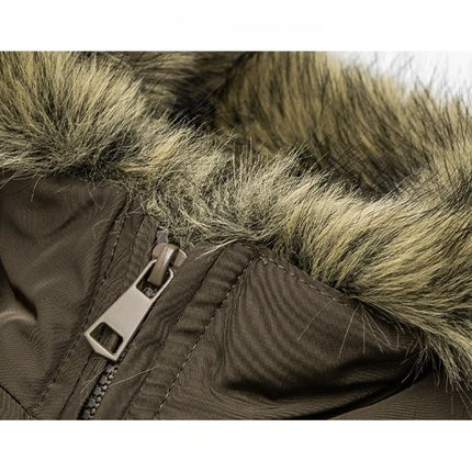 Mens Korean Streetwear Thick Warm Jacket Winter Fleece Lined Fur Collar High Quality Cold Proof Heavyweight Outdoor Thermal Coat