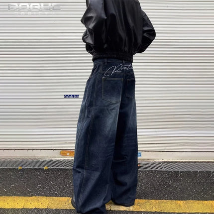 Jeans Estivi da Uomo Y2K Streetwear, Pantaloni Hip Hop alla Moda, Jeans American Goth con Stampa di Lettere, Pantaloni Larghi in Denim
