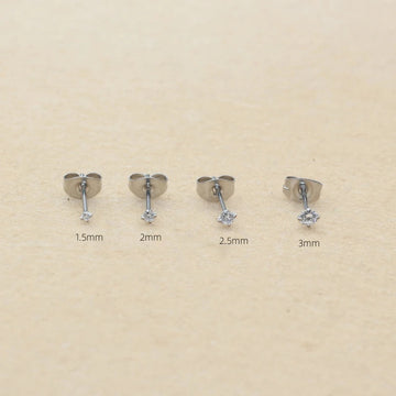 Super Mini 1.5MM 2MM zirconi in acciaio inox Push Back orecchini a bottone per uomo donna 2PC delicato Jewerlry platinumshop