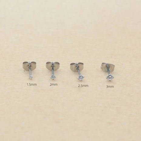 Super Mini 1.5MM 2MM zirconi in acciaio inox Push Back orecchini a bottone per uomo donna 2PC delicato Jewerlry platinumshop
