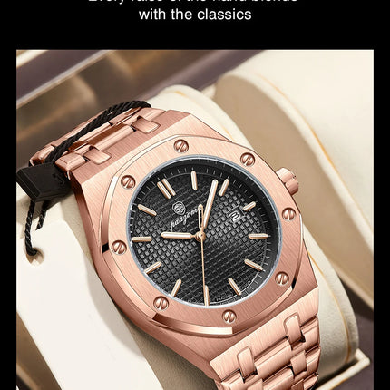 Customized Watch PAAZOMU Business Man Wristwatch Waterproof Luminous Date Men Watch Stainless Steel Quartz Watches For Men Reloj