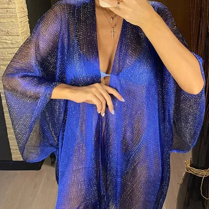 Nappa Oro Bikini Cover Up Abito da spiaggia sexy Tuniche per le donne Beachwear Nuova estate Vedere attraverso il costume da bagno Cover-up Caftano platinumshop