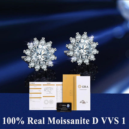 D VVS1 Pass Diamond Tester Moissanite Stud Earrings For Women 100% Real 925 Sterling Silver 2 GRA Certificates Moissanita PlatiNum