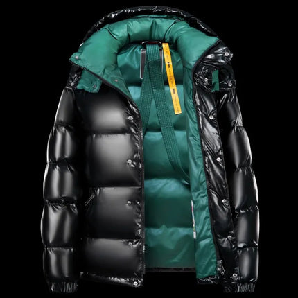 Prowow New men's white duck down down jacket with warm shiny surface short thick hooded jacket