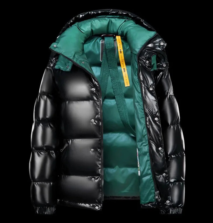 Prowow New men's white duck down down jacket with warm shiny surface short thick hooded jacket