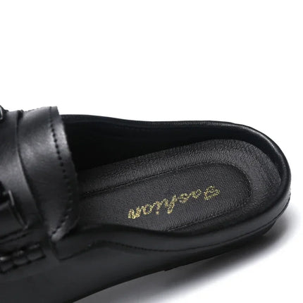Mezze pantofole da uomo in pelle Scarpe casual da uomo traspiranti estive Scarpe da guida pigre slip-on Comode mocassini da passeggio Mocassini