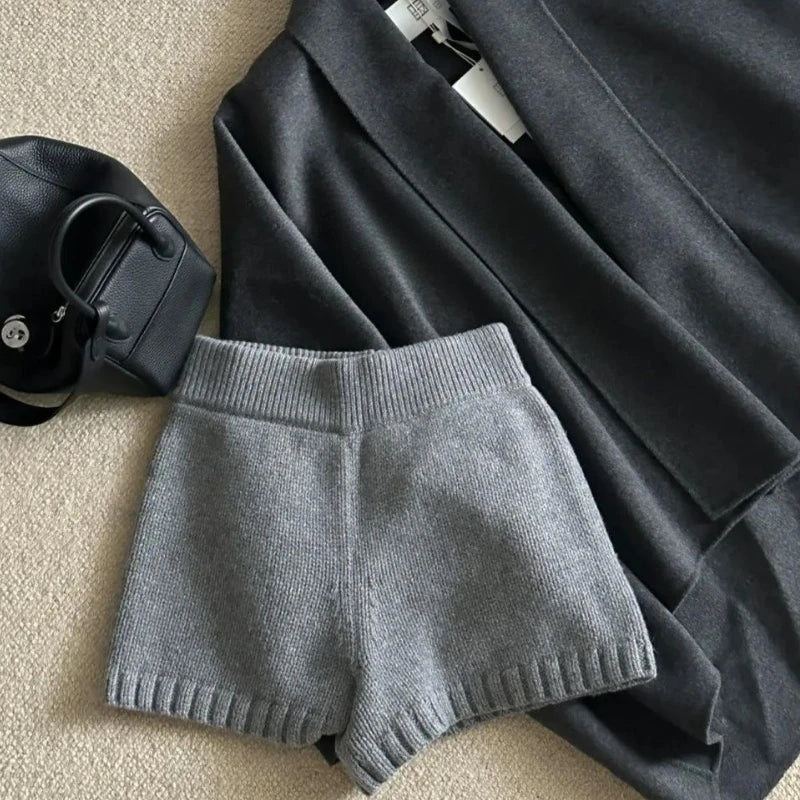 Hot Sexy Knit Shorts Women Korean Fashion Casual Outerwear Sheath Mini Pants 2025 Spring Solid Versatile Y2k Streetwear
