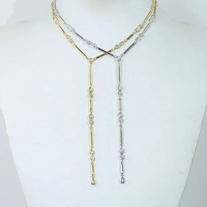 Nuovo speciale color oro Goccia d'acqua Bling Ovale CZ Collana girocollo Lariat Lunga barra a goccia a forma di Y Lunga nappa Gioielli da donna 2025