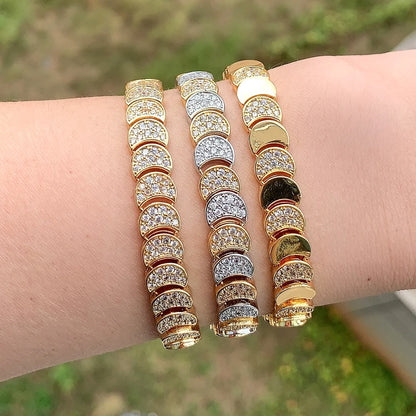 2025 Nuova collana a catena serpente unisex color oro a spina di pesce con perline catena a maglie pavimentata 5A CZ girocollo a forma di luna per gioielli da donna