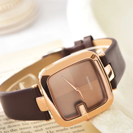 Elegante orologio da donna con movimento al quarzo in stile minimalista nordico ultrasottile con cinturino in vera pelle alla moda e confezione regalo platinumshop
