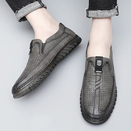Scarpe estive in pelle traforata bianca scarpe Slip on da uomo in vera pelle scarpe Casual comode da uomo mocassini comodi da uomo