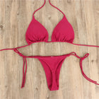 Costume da bagno sexy perizoma con cravatta laterale e cravatta da donna, cinturino diviso, fasciatura regolabile, stile brasiliano, costumi da bagno da donna platinumshop