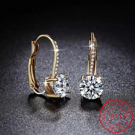 18K Gold 2 Carat Moissanite Hoop Earrings 8mm Lab Diamond Earring for Women Original 925 Silver Jewelry Huggies PlatiNum