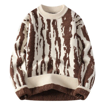 Harajuku Sweater Men's Y2K Knitted Printing Sweater Men's Wool Pullover Men's Retro Knitted Color Block Tops