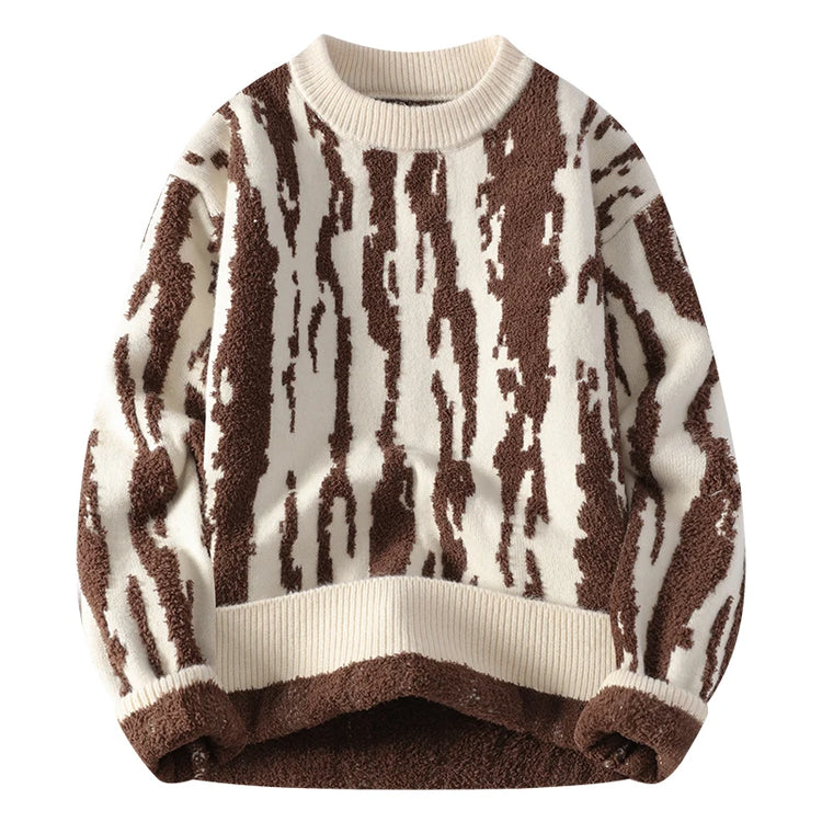 Harajuku Sweater Men's Y2K Knitted Printing Sweater Men's Wool Pullover Men's Retro Knitted Color Block Tops