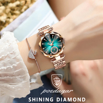 POEDAGAR Orologi al quarzo da donna eleganti di lusso Orologio impermeabile in acciaio inossidabile per donna Orologio da polso da donna alla moda casual reloj platinumshop