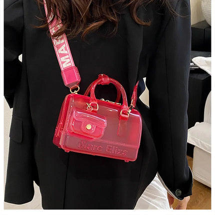 2025 Transparent PVC Beach Bag, Korean Style, Fresh and Sweet Silicone Shoulder Bag, Medium Size with Zipper Closure