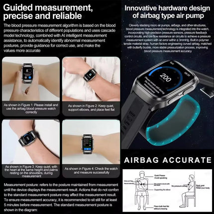 2026 Nuovo aggiornamento AI diagnostico Airbag pressione sanguigna precisa salute SmartWatch acido urico ECG lipidi nel sangue Smartwatch uomo donna platinumshop