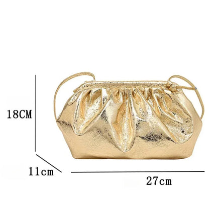 Small Luxury Design Women's Leather Silver Cloud Bag Female Gold Crossbody Bag Ladies Party Clutch Purse Female Handbags PlatiNum
