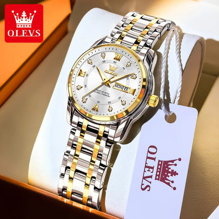 OLEVS 5513 Orologio da uomo Orologio luminoso impermeabile al quarzo originale di marca di moda per uomo Scatola per orologio con doppio calendario in acciaio inossidabile platinumshop