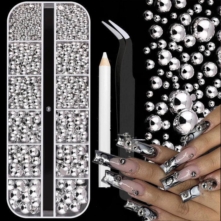 12Grid 3D Halloween Punk Retro Alloy Cross Nail Charms Y2k Gothic Metal Gun Black Silver Skull,Cross Nail Art DIY Cool Nail Part
