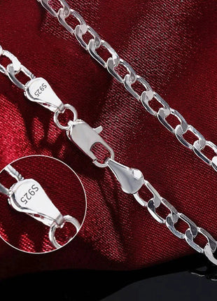 Men's 925 Sterling Silver Necklace 2/4/6/8/10/12MM 40-75cm Face Chain Necklace Lobster Clasp Men And Women Engagement Jewelry PlatiNum
