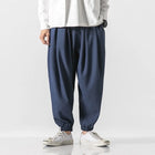 Pantaloni Harem in cotone e lino Pantaloni estivi larghi in tinta unita stile giapponese Pantaloni leggeri comodi e traspiranti casual da uomo