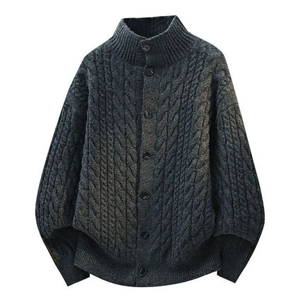 Legible Autumn and Winter Casual Sweater Men Loose Knitted Cardigan Male Round Neck Collar Sweatercoats Man