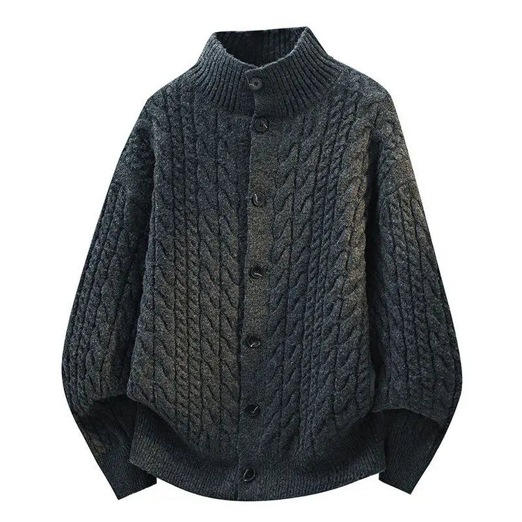 Legible Autumn and Winter Casual Sweater Men Loose Knitted Cardigan Male Round Neck Collar Sweatercoats Man
