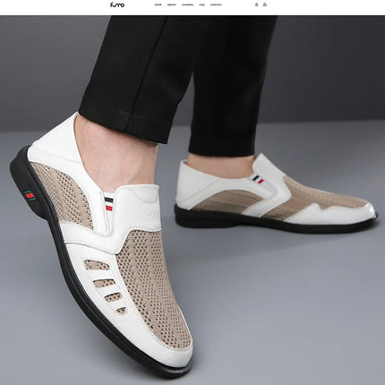 Scarpe basse formali estive maschili Scarpe casual traspiranti da uomo Scava fuori mocassini da uomo Mocassini fantastici Scarpe da esterno slip on fatte a mano