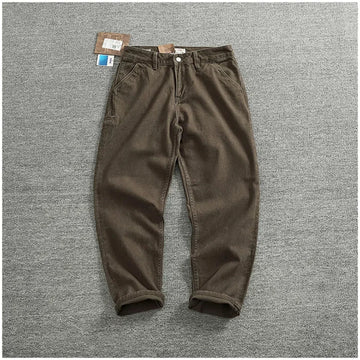 Solid color overalls men's straight leg CHINO casual pants Heavy cotton loose cone pants