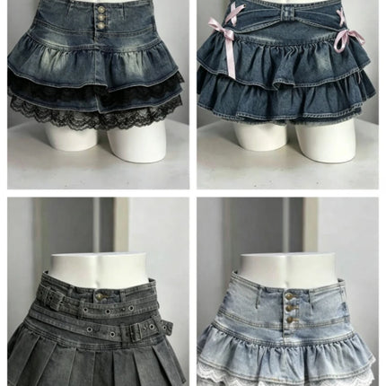 Damen-Vintage-Y2K-Jeans-Minirock der 90er-Jahre, Nietengürtel, sexy, A-Linie, für den täglichen Sommergebrauch, Neue Kollektion 2026