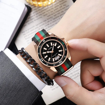 Nuovo orologio da calendario con cinturino in nylon da uomo alla moda, lussuoso e semplice orologio al quarzo con luce notturna per uomo d'affari e donna platinumshop