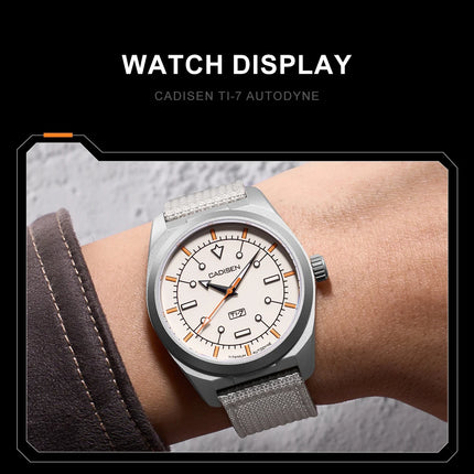 CADISEN TI-7 Autodyne Titanium Steel Automatic Mechanical Canvas Wristwatch MIYOTA 8215 Luminous Sapphire Waterproof Man Watches