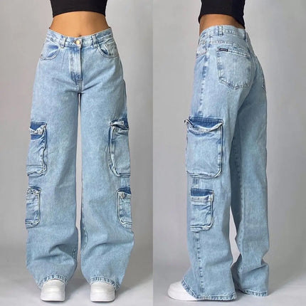 Y2K moda nuove donne stampa di lettere jeans larghi streetwear vintage gotico popolare casual Joker pantaloni a gamba larga a vita alta abbigliamento