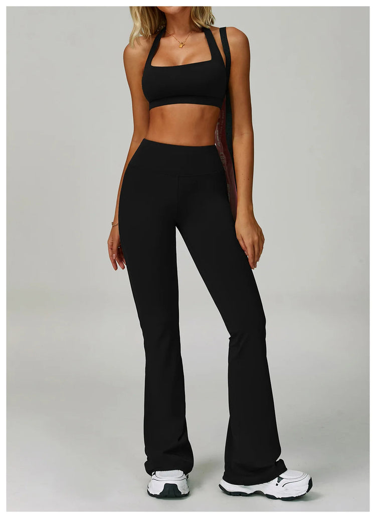 Flared Leggings Women's Wide-leg Pants High Waisted Hip lifting Yoga Pants Quick Drying Running Exercise Fitness Bell bottoms PlatiNum