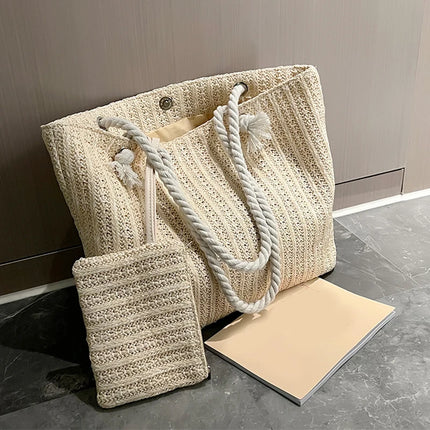 Designer Women's Bags Fashion Large Capacity Straw Tote Bag Summer Beach Bag Casual Big Bali Bag