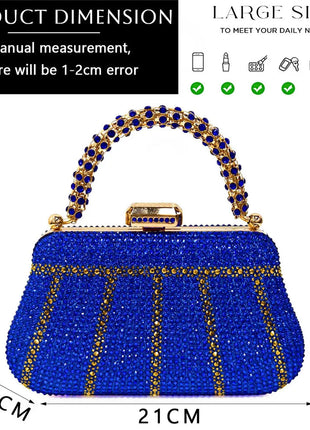 Popular In Nigeria Exquisite Evening Bags With Diamond Design Fashion Handle Clutch Rhinestone Embellished Long Chain Bag PlatiNum