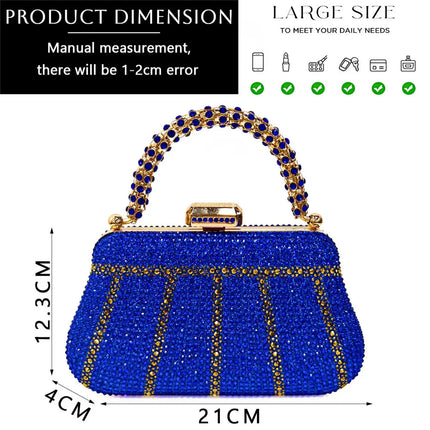 Popular In Nigeria Exquisite Evening Bags With Diamond Design Fashion Handle Clutch Rhinestone Embellished Long Chain Bag PlatiNum