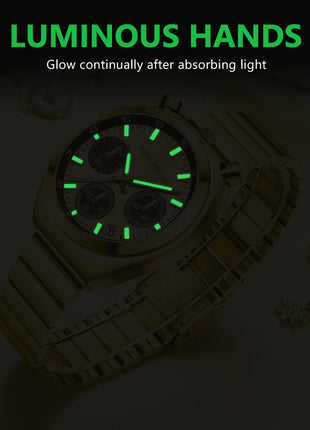 MINI FOCUS Orologio al quarzo verde argento per donna Orologio da polso cronografo con cinturino in acciaio inossidabile moda con lancette luminose Data 0491 platinumshop