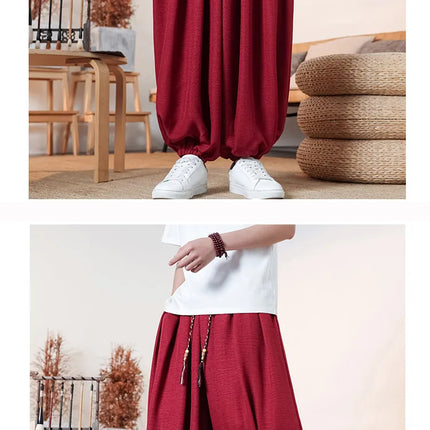 Pantaloni da uomo in seta ghiaccio, stile cinese, vestibilità ampia, alla moda, estivi, casual, sportivi, modello lanterna, taglie forti fino alla 8XL - Offerta imperdibile!