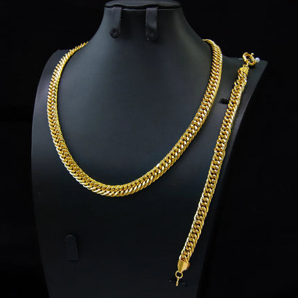 Set di gioielli Hip Hop di lusso placcato oro 21k Dubai Fashoin Collana a catena cubana Arabo Donna Uomo Punk Evento Gioielli per feste platinumshop