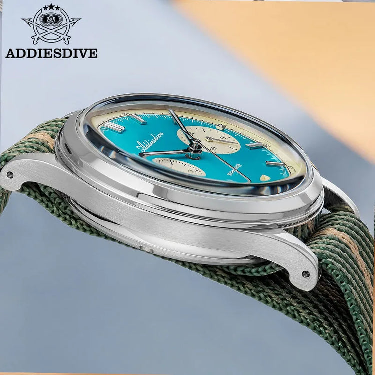 ADDIESDIVE AD2095 Man‘s Chronograph Watch BGW9 Super Luminous 10Bar Waterproof Bubble Mirror Glass VK64 Quartz Steel Wristwatch