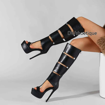 Summer sexy high heel platform  women sandal belt peep toe night party sandal PlatiNum