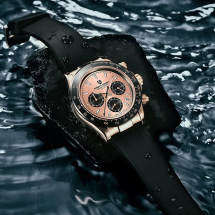 PAGANI DESIGN Nuovo Orologio da Polso al Quarzo da Uomo con Quadrante in Meteorite, Vetro Zaffiro, Cronografo, Impermeabile 100m, in Acciaio Inossidabile