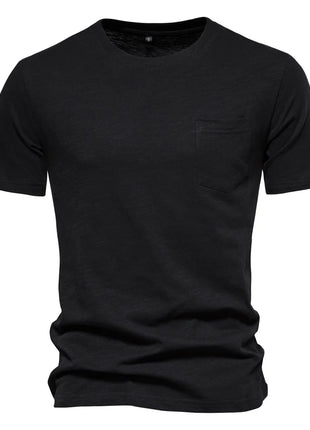 T-shirt homme 100% coton Décontracté Doux Fitness Été T-shirts fins Vêtements d'intérieur Homme Col rond Manches courtes T-shirt uni pour homme