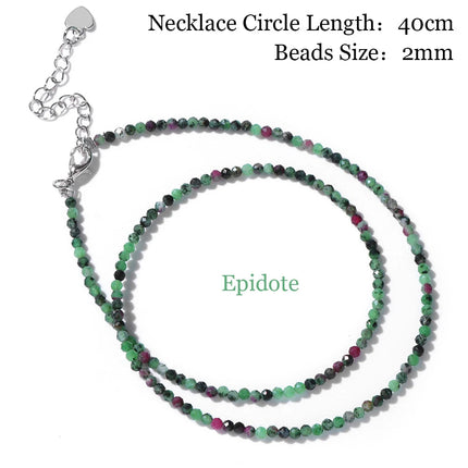 Mini Stone Beaded Necklace 2mm Faceted Natural Agat Quartzs Necklaces Female Fashion Party Choker for Women Girls Jewelry Gift PlatiNum