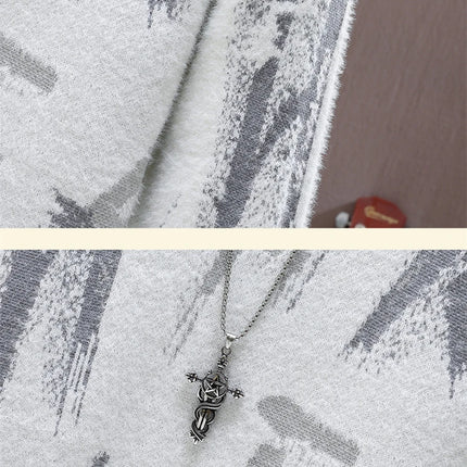 Winter Plaid Mink Cashmere Sweater Men Half Turtleneck Mens Sweaters Top Quality Pull Homme Thick Warm Pullover Men