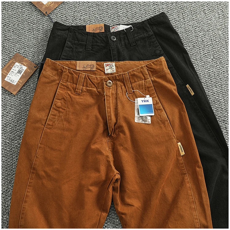 Spring And Autumn New American Retro 100% Cotton Multi-pocketed Washed Old Straight Casual Pants Loose Fashion Cargo Trousers